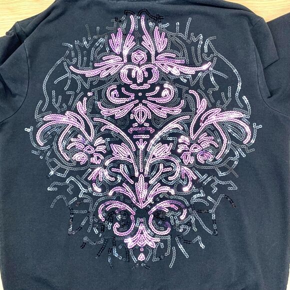 Y2K Express Track Jacket Hoodie Size M Full Zip Rhinestone Bling Trashy 00s - Picture 3 of 10